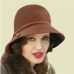Talbots Brown Wool Felt Cloche Hat OS